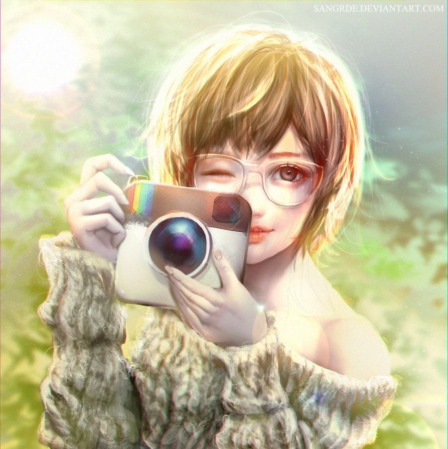 Девушка с фотоаппаратом арт