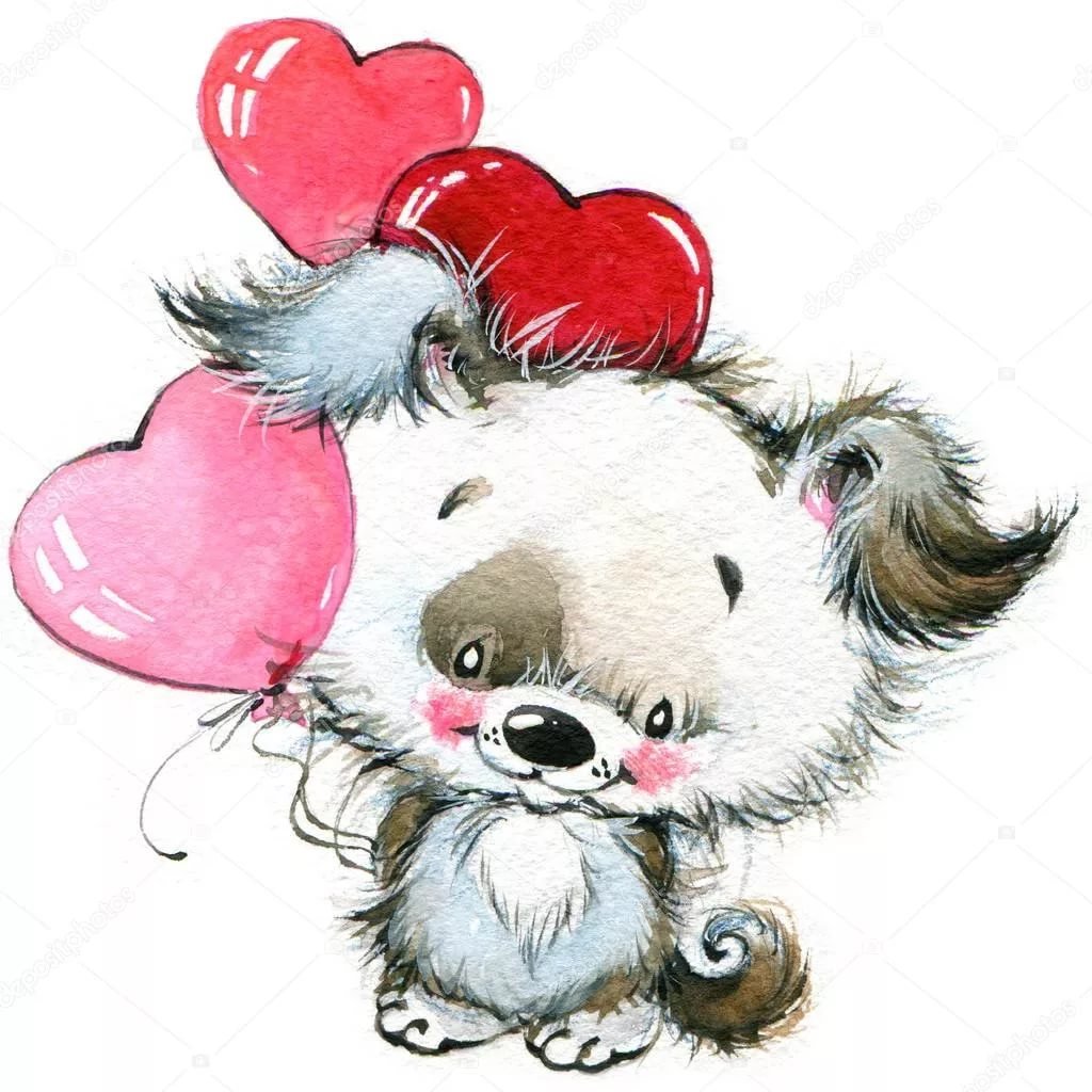 Милые зверушки с сердечками