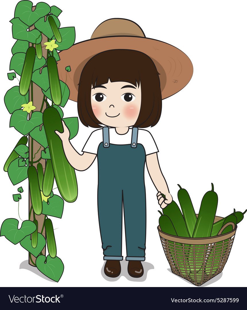 Девочка с огурцом иллюстрации