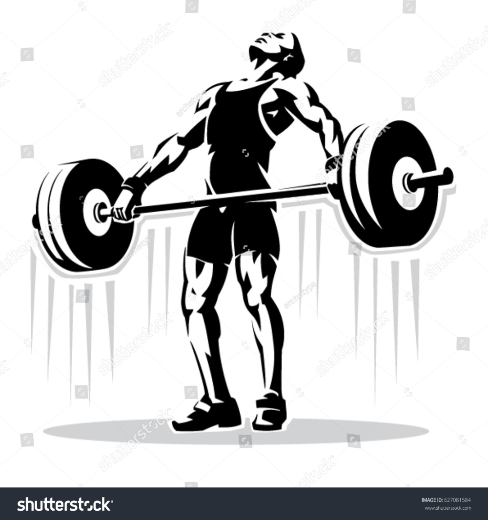 Силуэт спортсмена со штангой