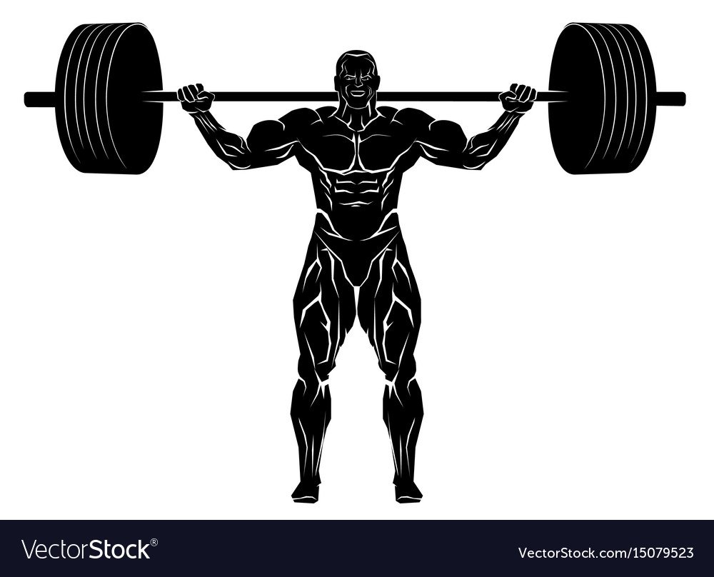 Качок со штангой силуэт