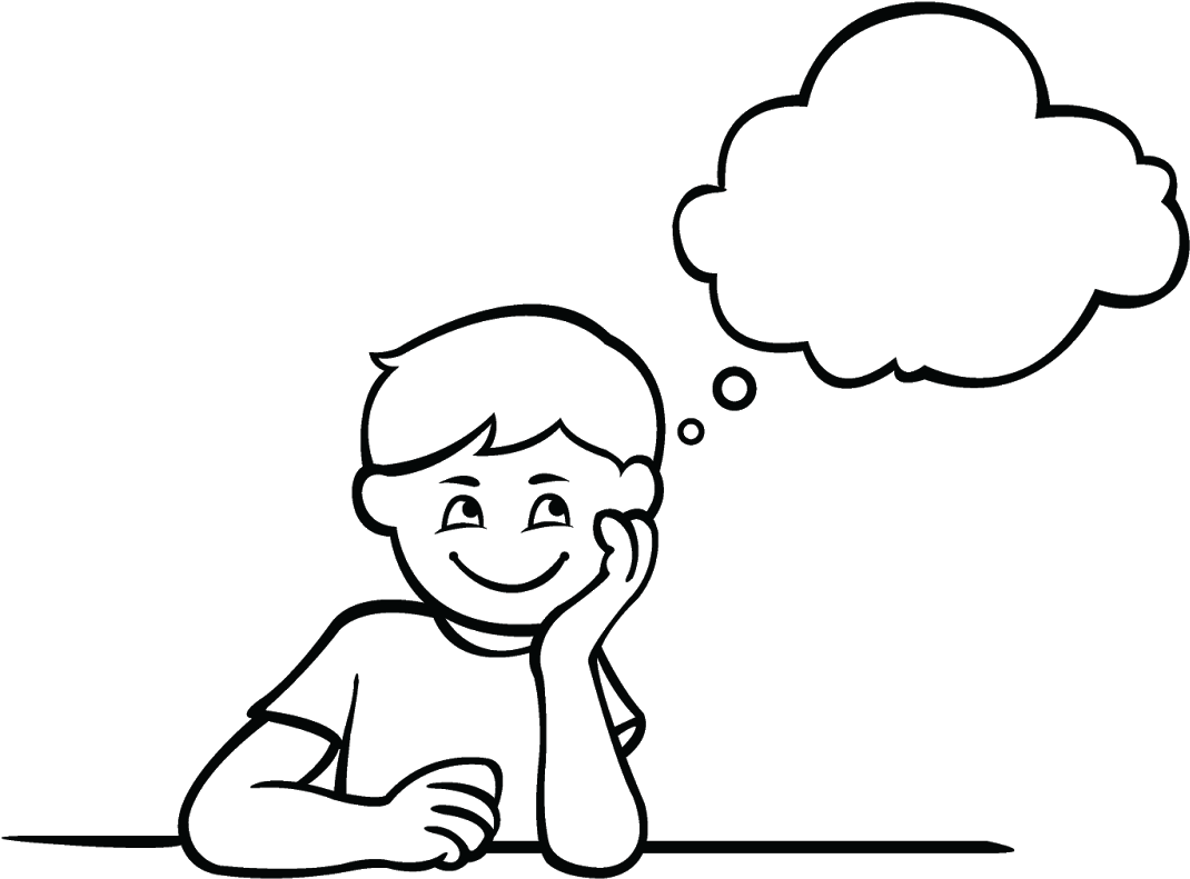 Раскраска ребенок думает