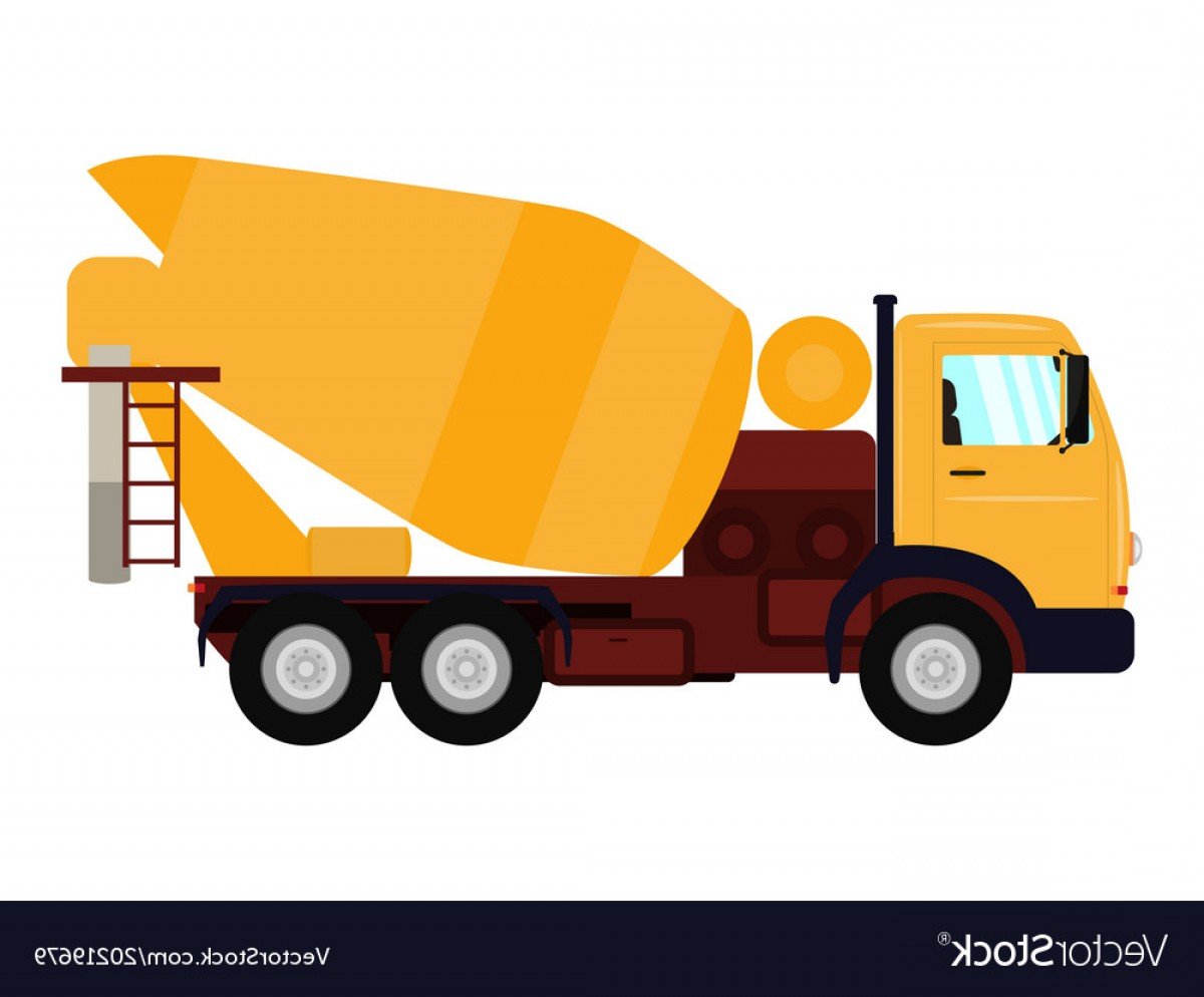 Бетономешалка грузовик на белом фоне