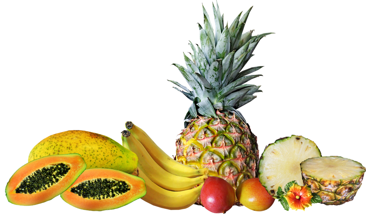Тропические фрукты на прозрачном фоне