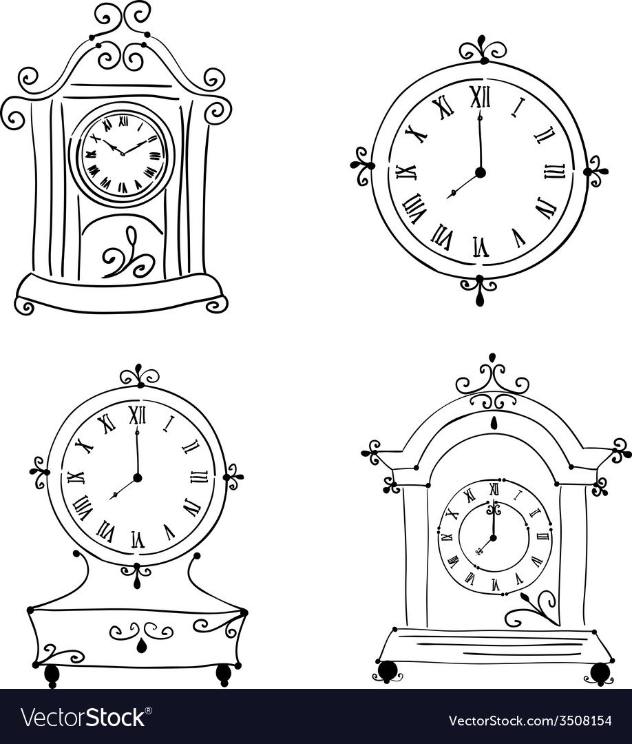 Старинные настенные часы рисунок