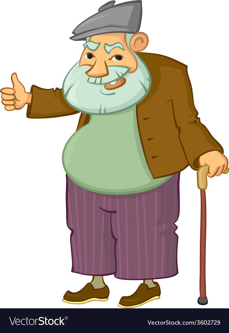 Старичок на белом фоне