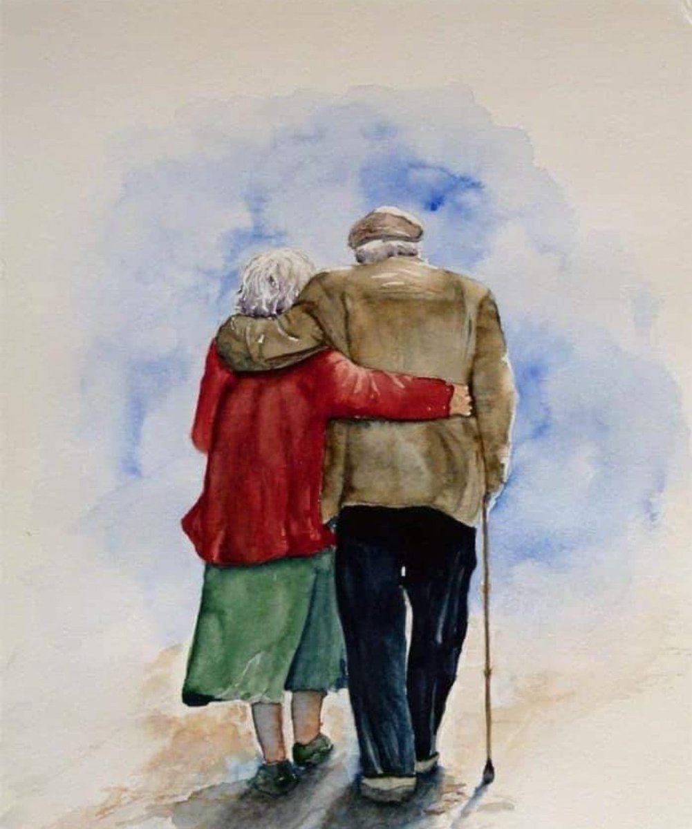 Старик с палочкой без фона