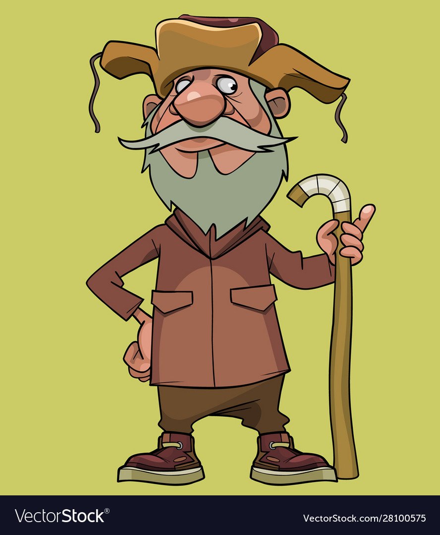 Бородатый дед в шляпе