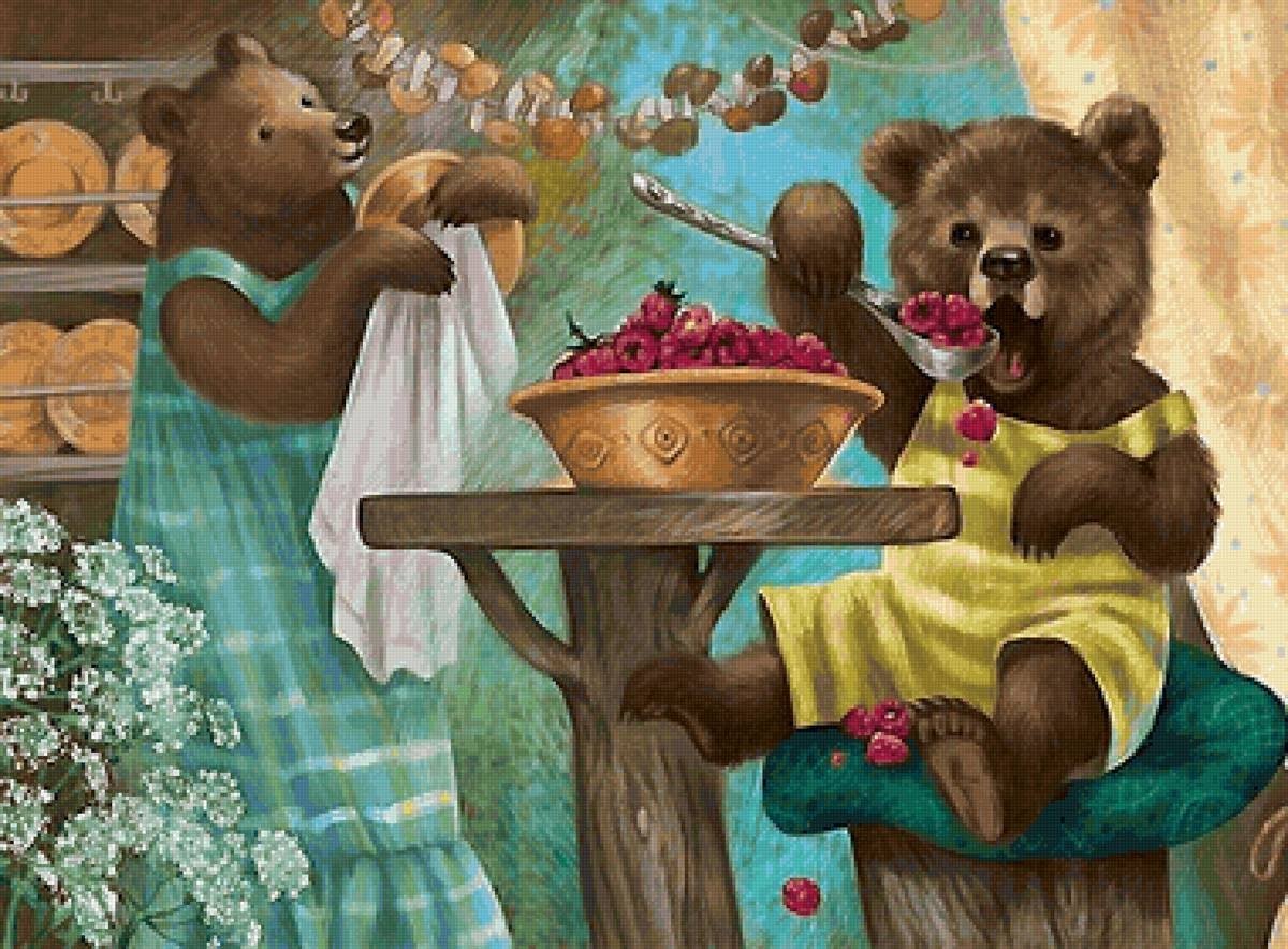 Медведь несет Машу в корзине Маша и медведь