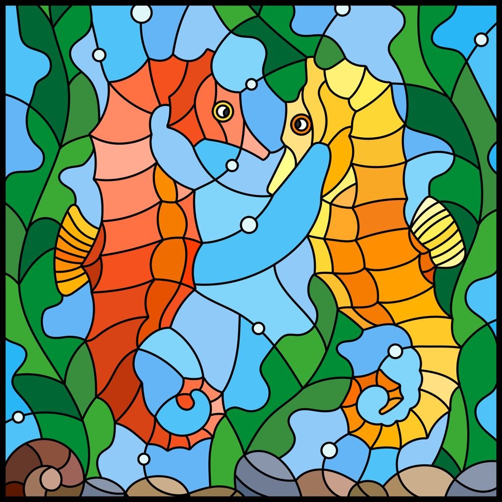 Витраж карпы кои