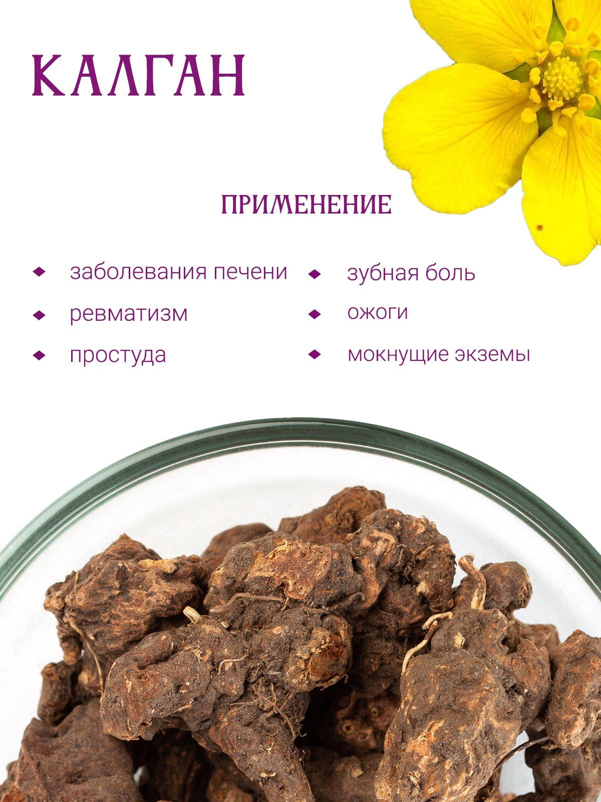 Корень калгана применение