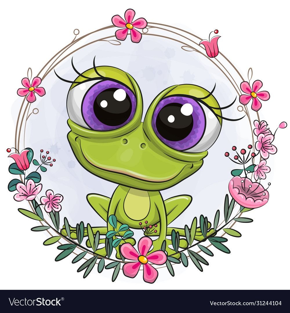 Лягушка в цветочном венке арт