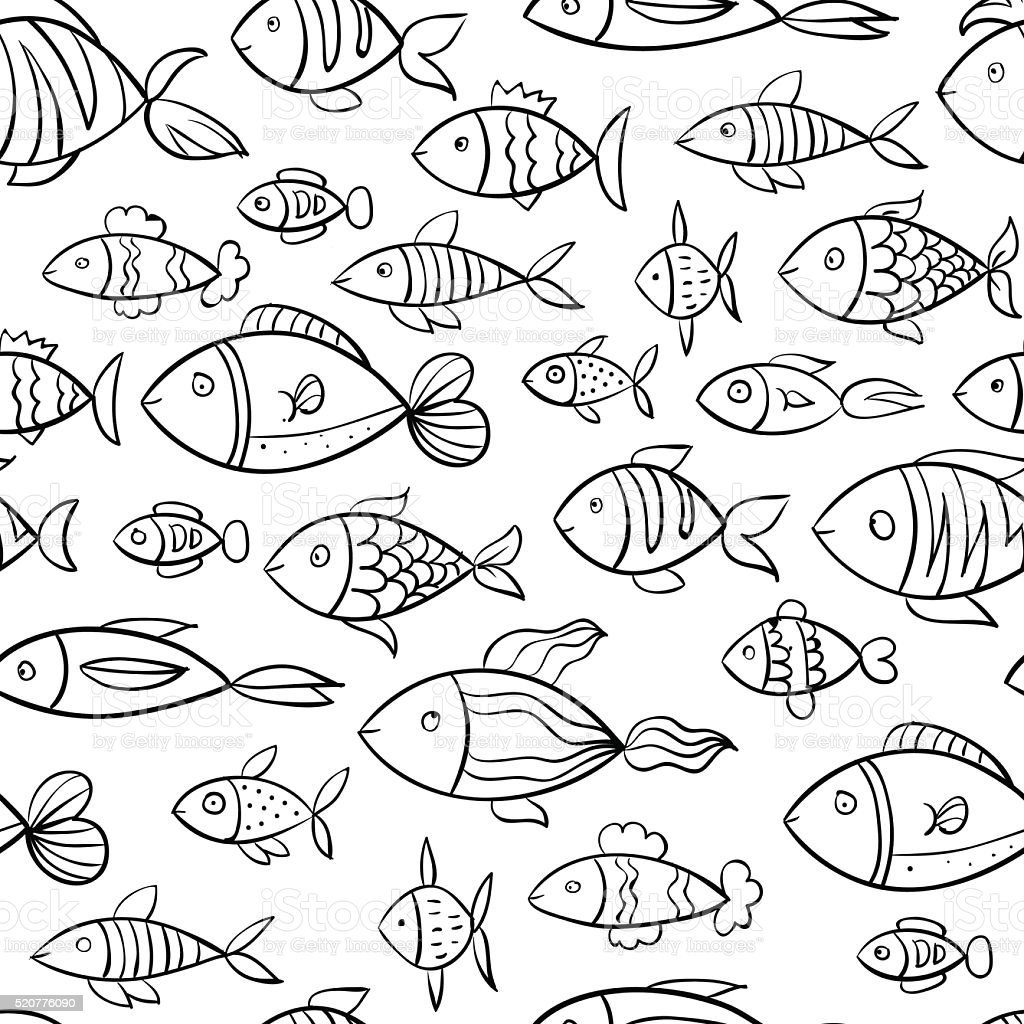 Рыбки черно белый паттерн