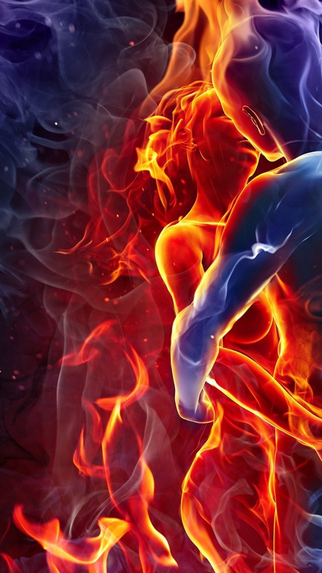 Огонь и вода обои для смартфона