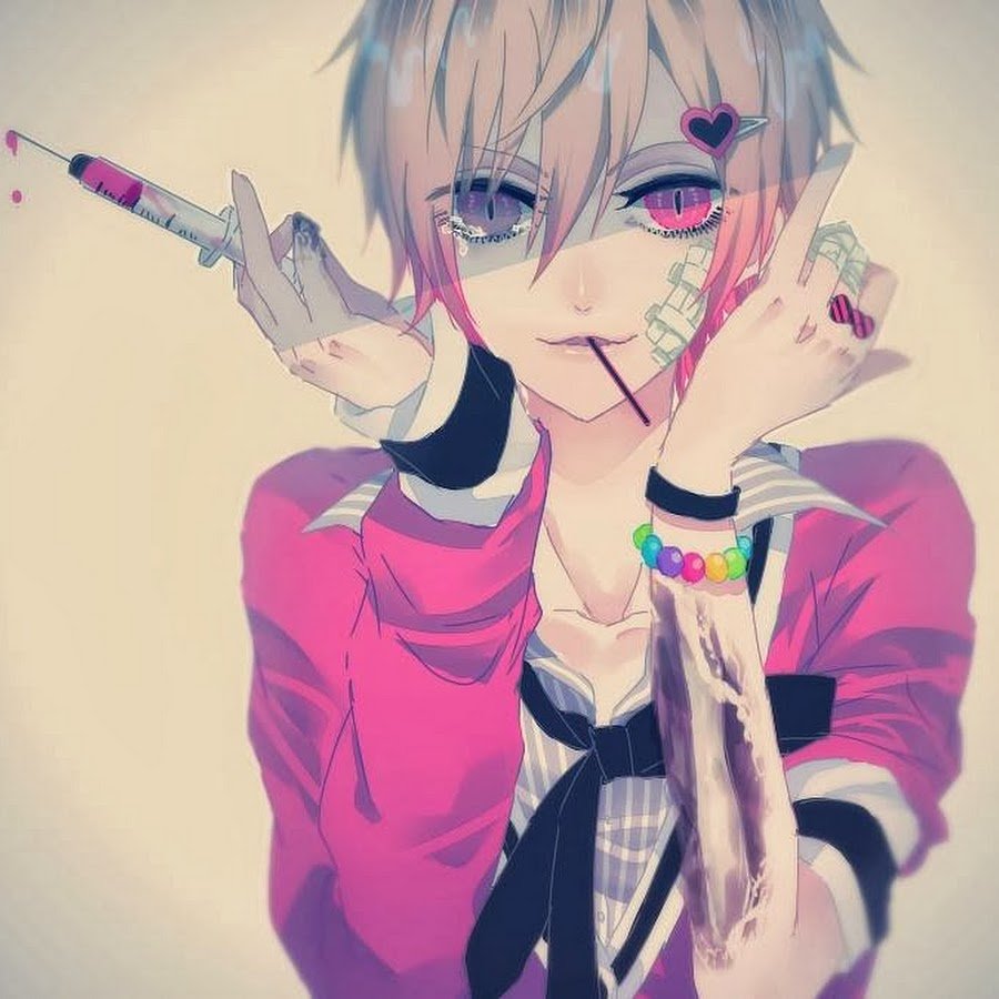 Парень с белыми волосами в маске