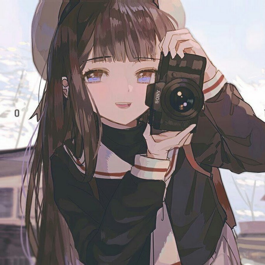 Аниме девушка с фотоаппаратом