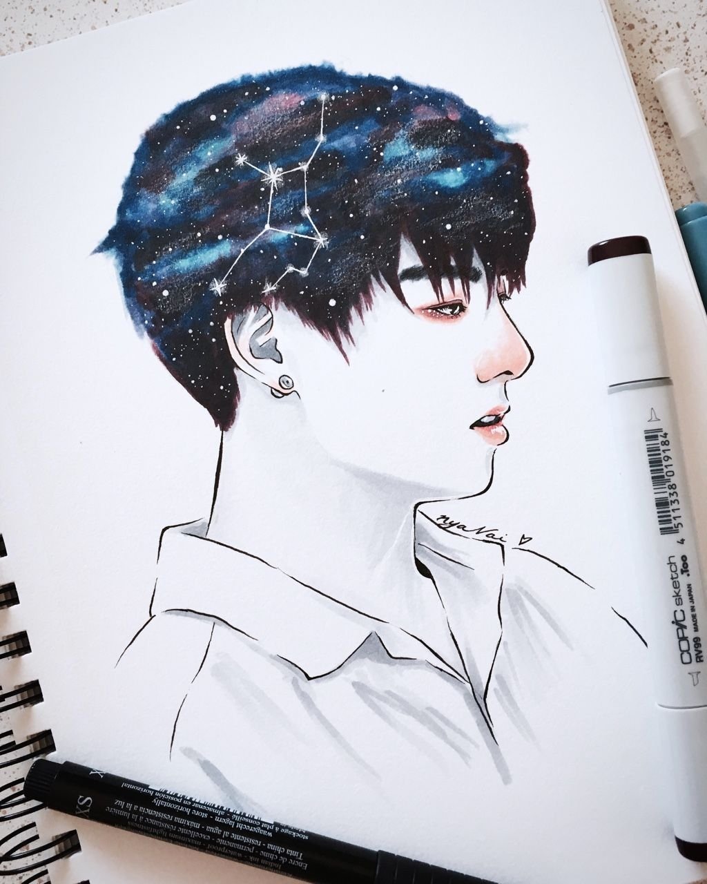 Портреты маркерами БТС