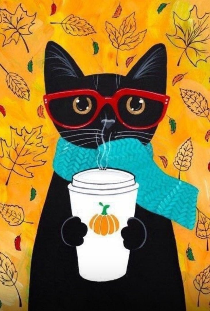 Вышивка Coffee с котом