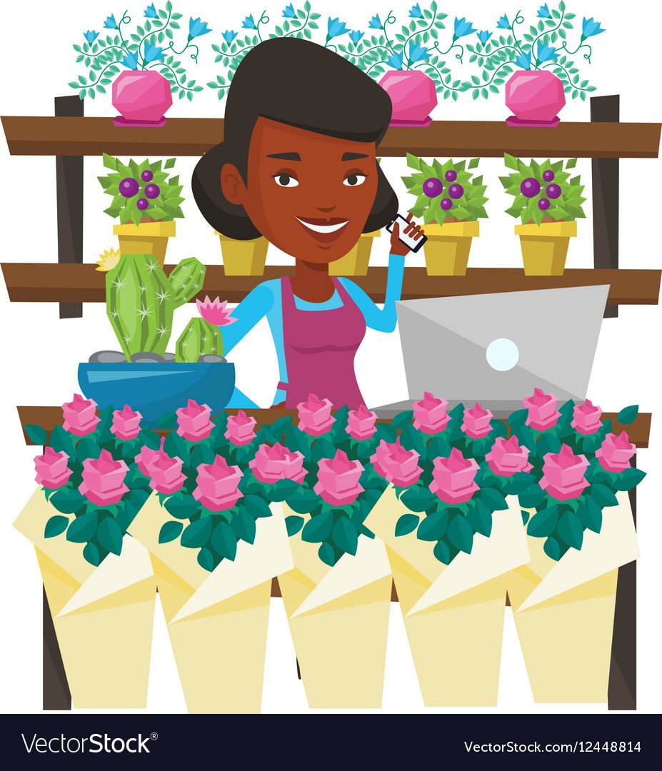 Прилавок с цветами вектор