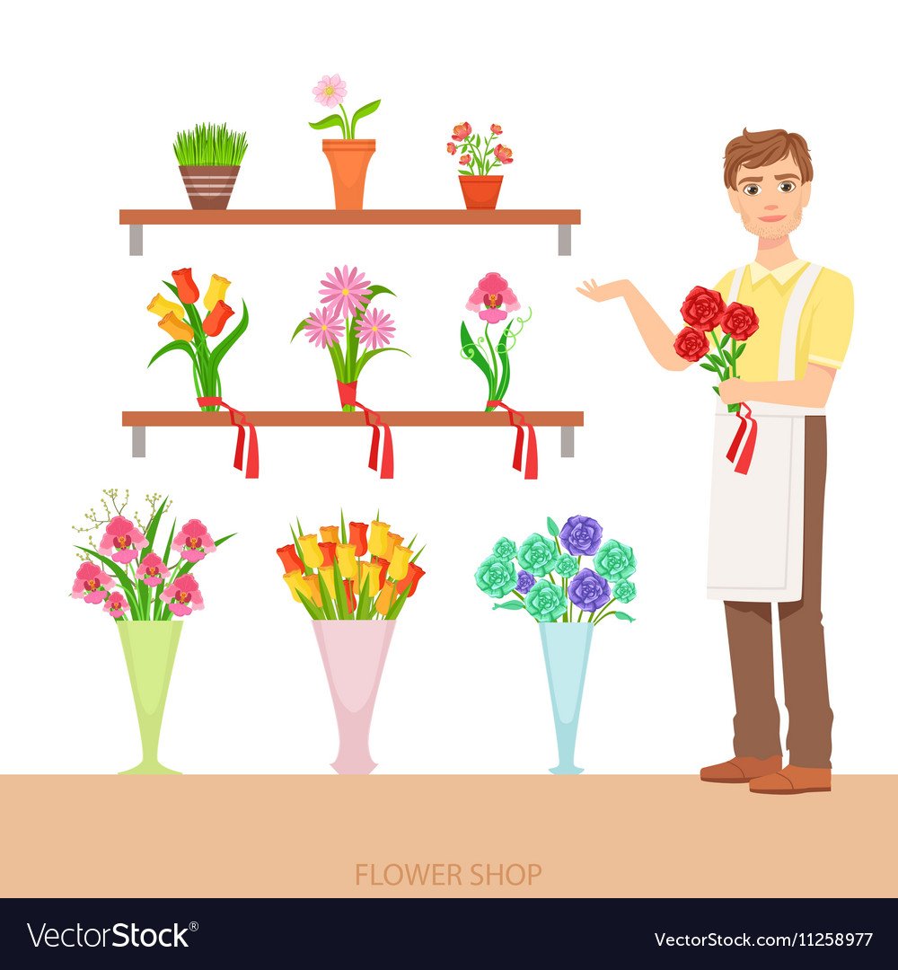 Мультяшный цветочный магазин
