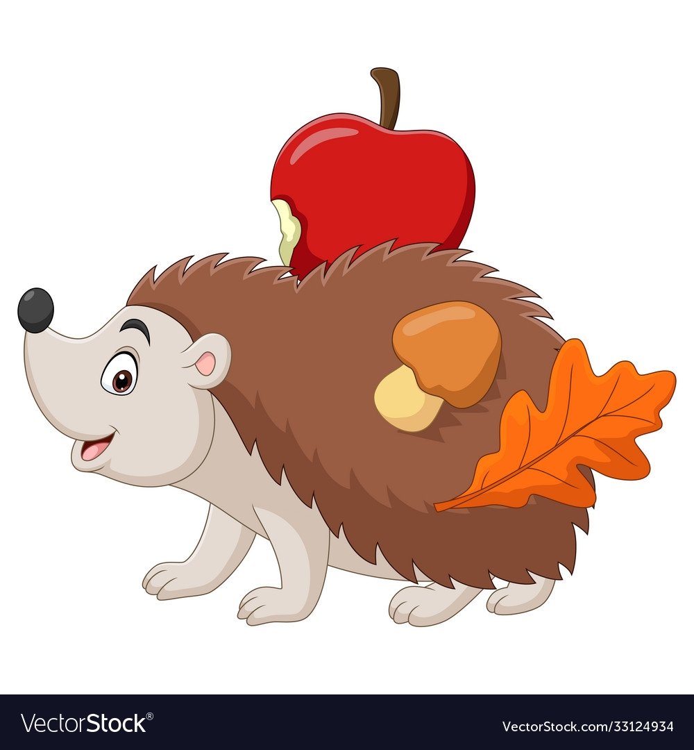 Ежик с грибами рисунок