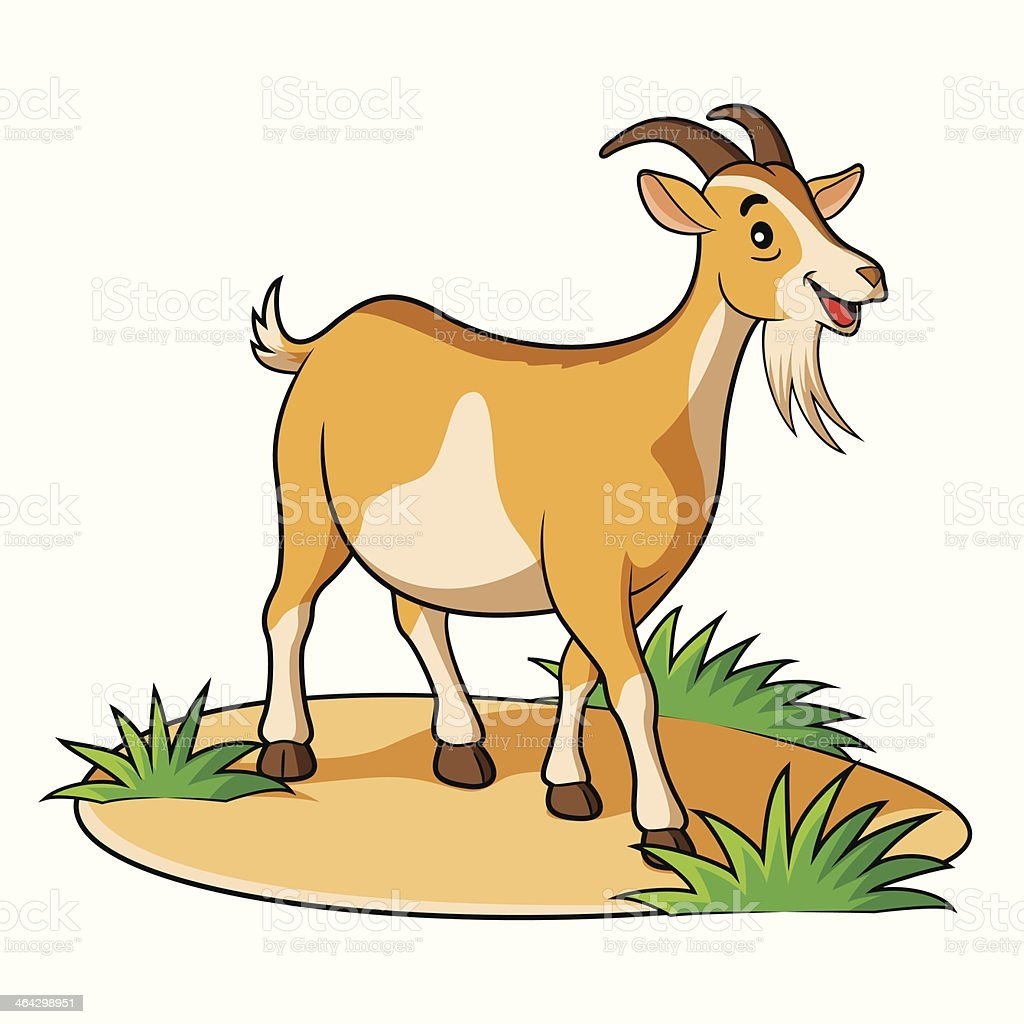 Мультяшная коза жует траву