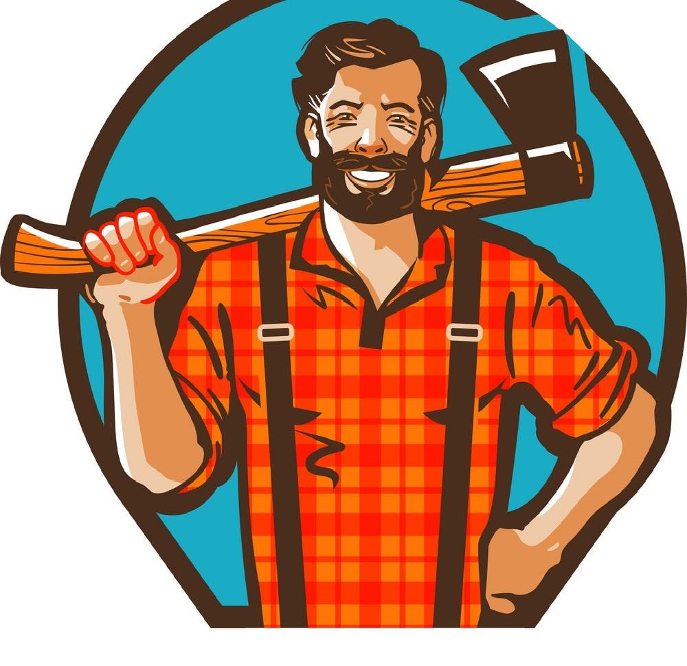 Дровосек рубит дрова