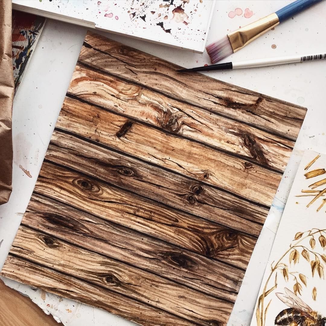 Фактура дерева акварелью