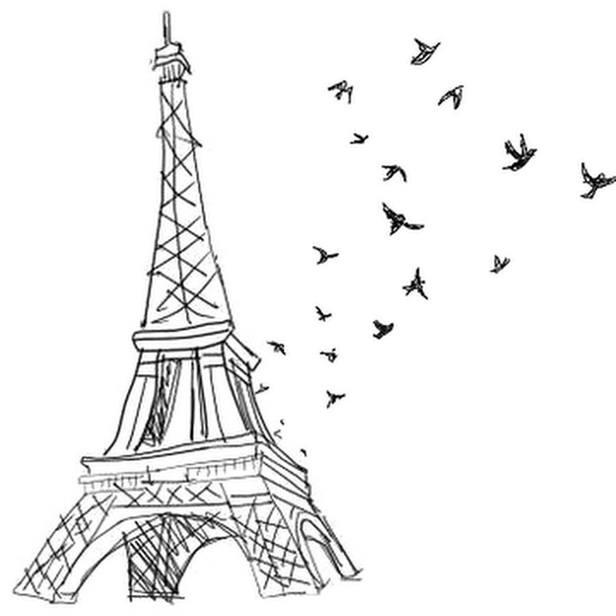 Париж Эйфелева башня акварель