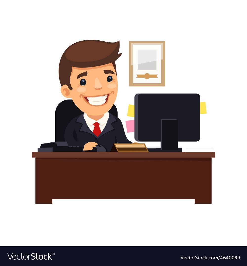 Мультяшный босс за столом