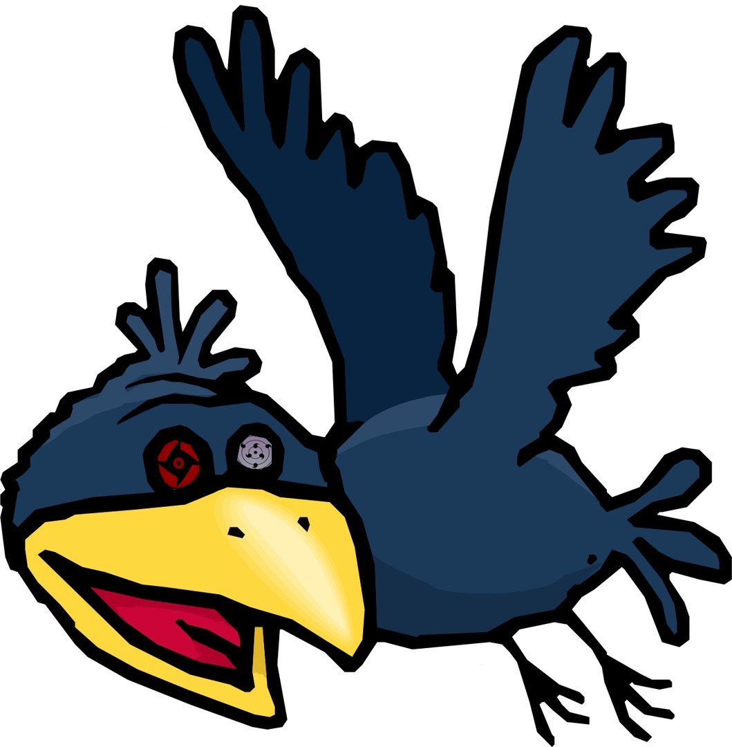 Мультяшная ворона на ветке