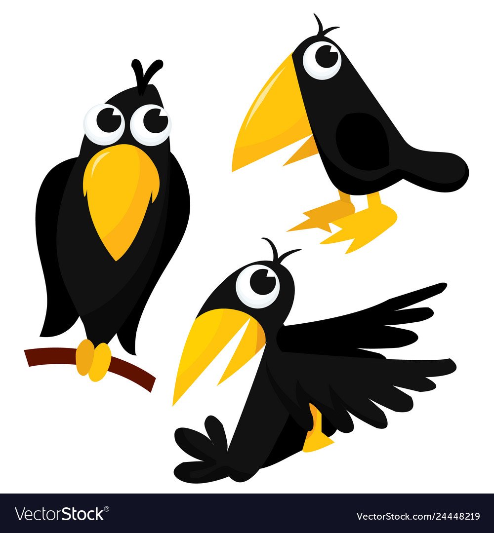 Ворона в мультяшном стиле