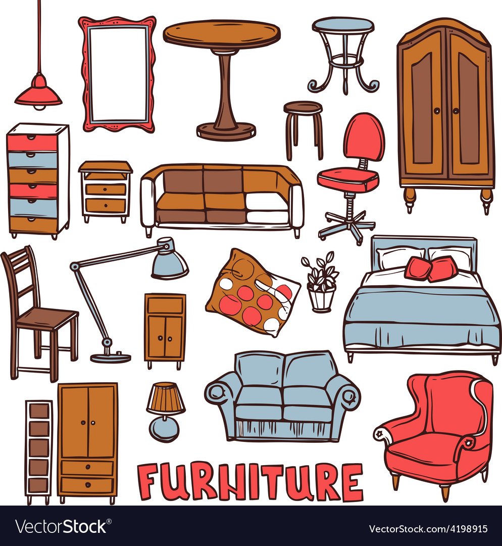 Наброски предметов интерьера