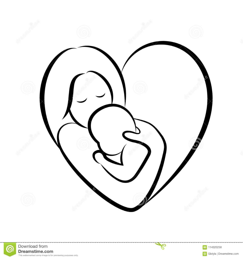 Символ матери и ребенка в сердечке