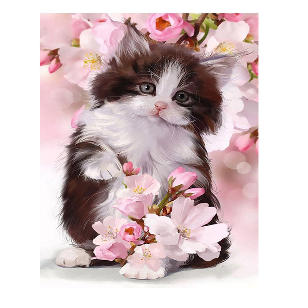 Котик с цветами