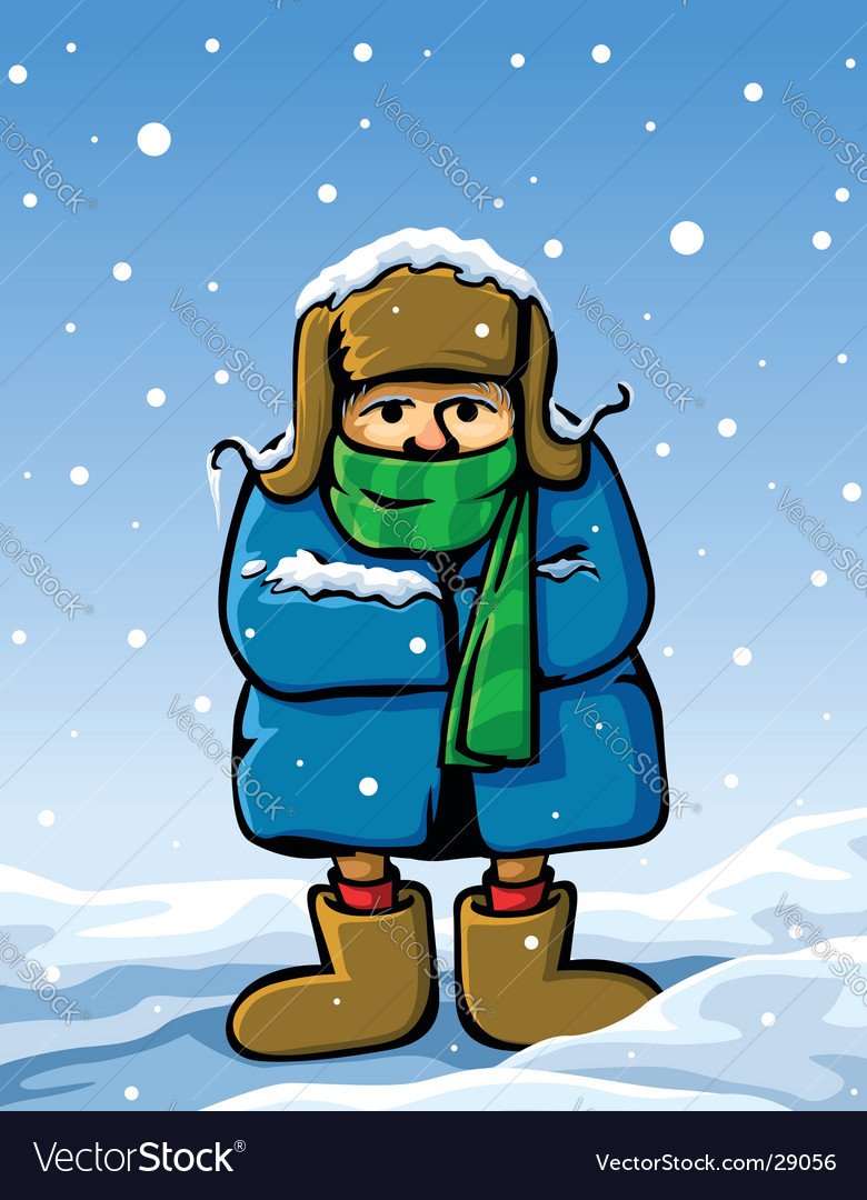 Замерзший человек вектор
