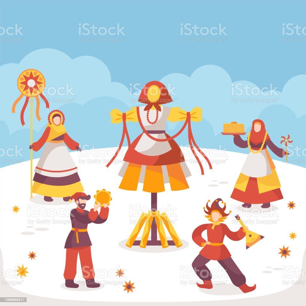 Чучело Масленицы на прозрачном фоне