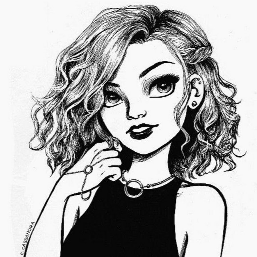 Девочка рисунок черно белый