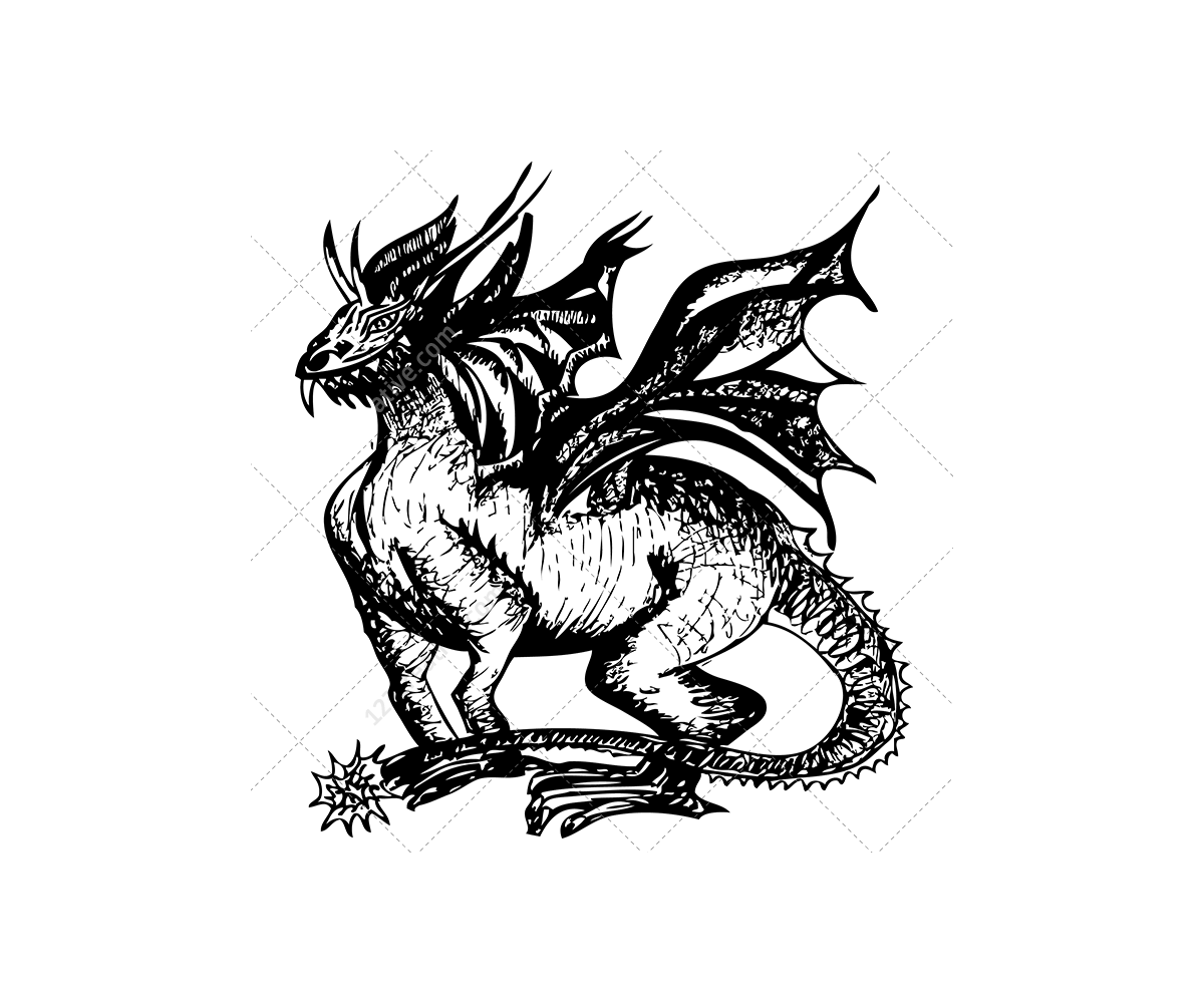 Heraldic Dragon монохромный