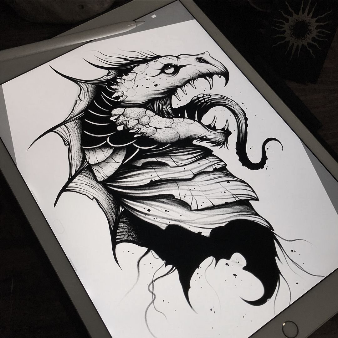 Блэкворк дракон