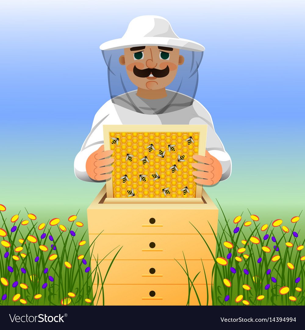 Пчеловод на белом фоне