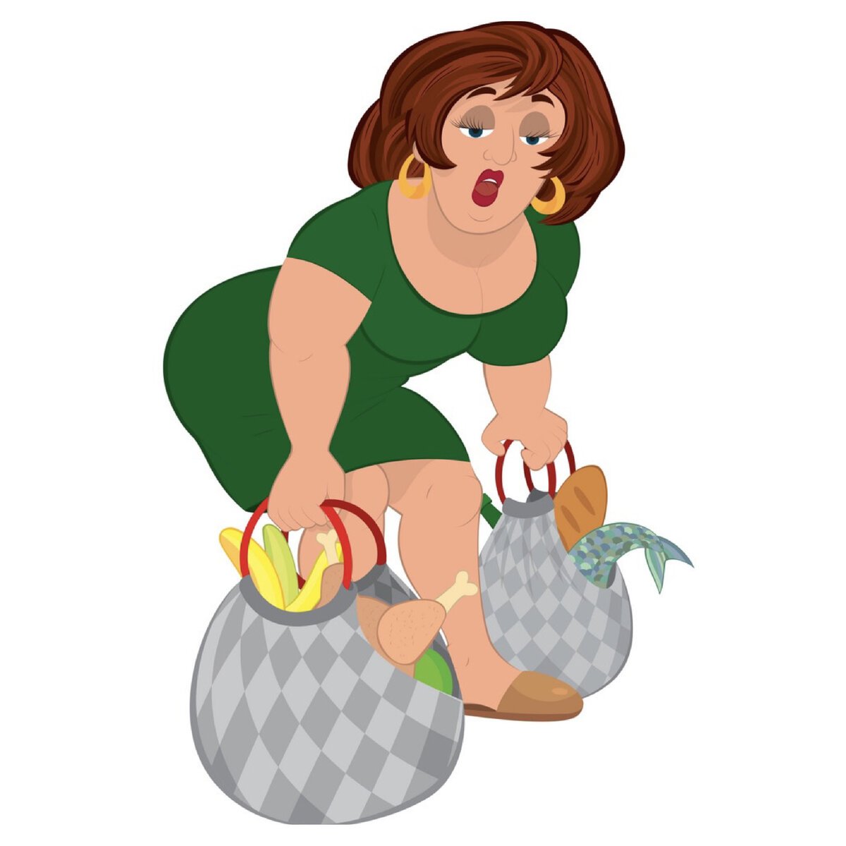 Смешная бабушка с сумкой