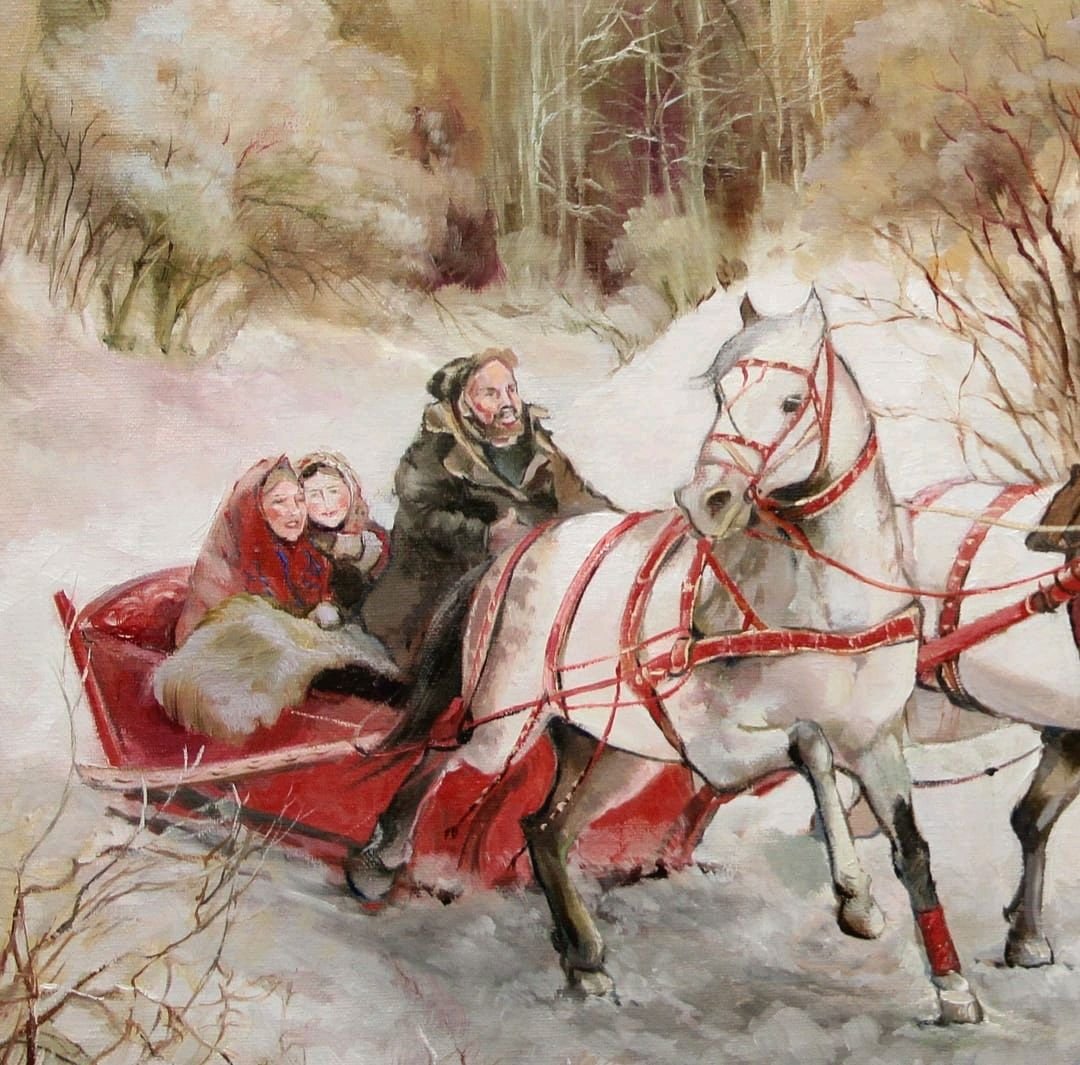 Тройка лошадей зимой