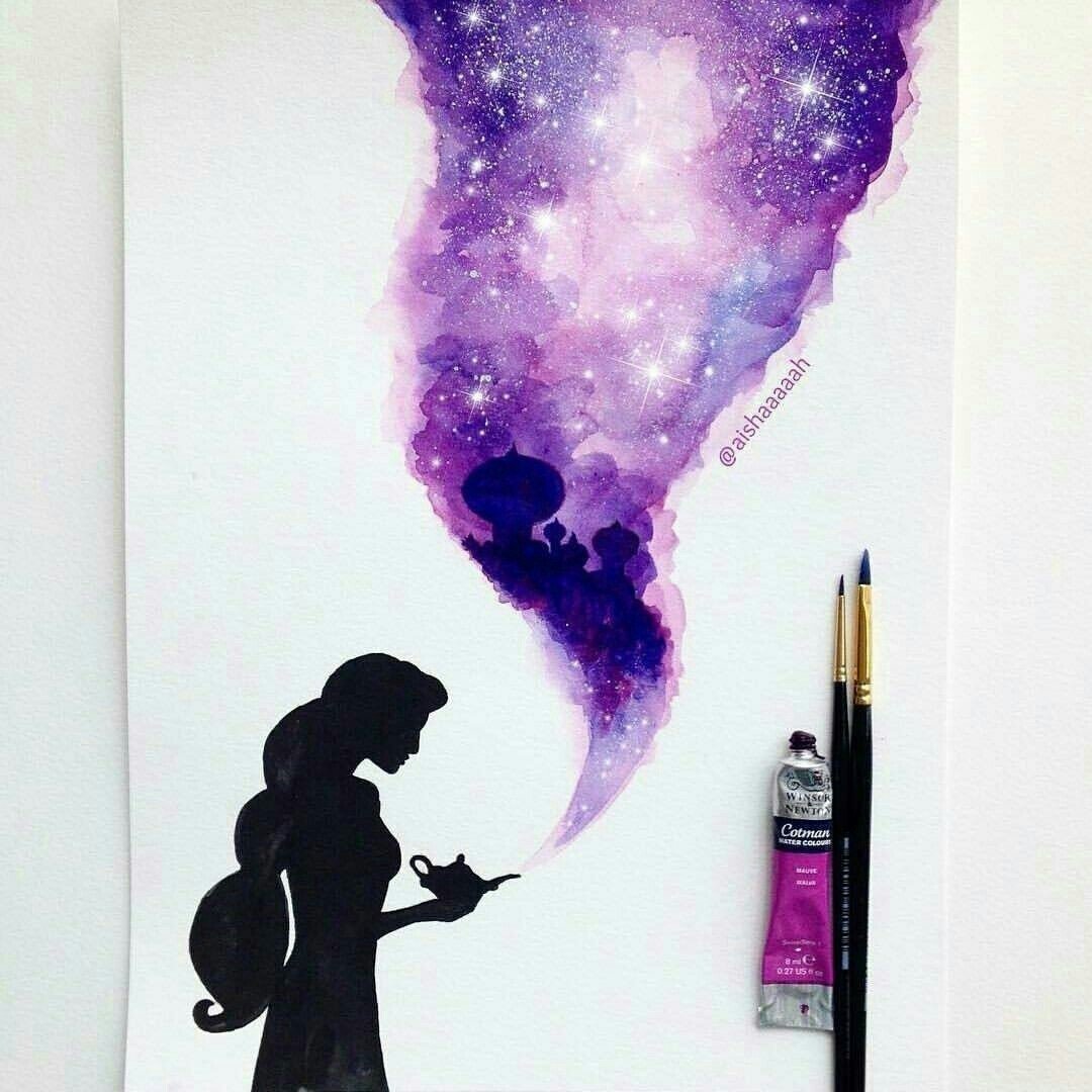 Рисование космоса акварелью