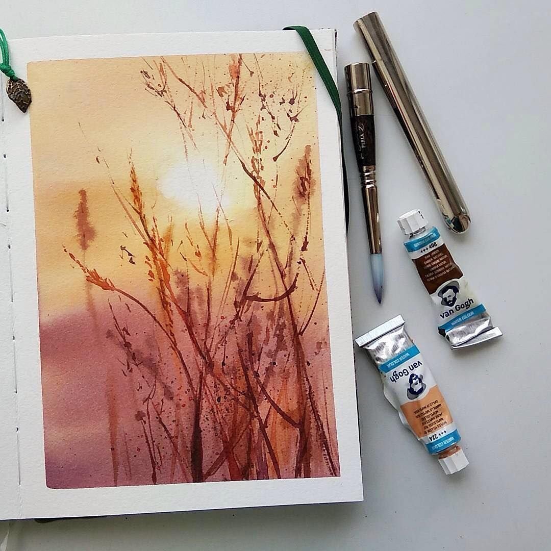 Рисунки красками акварелью легкие