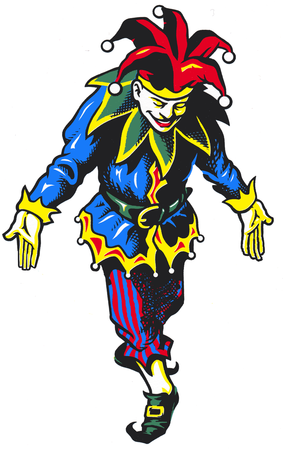 Добрый карточный Джокер Шут Арлекин арт