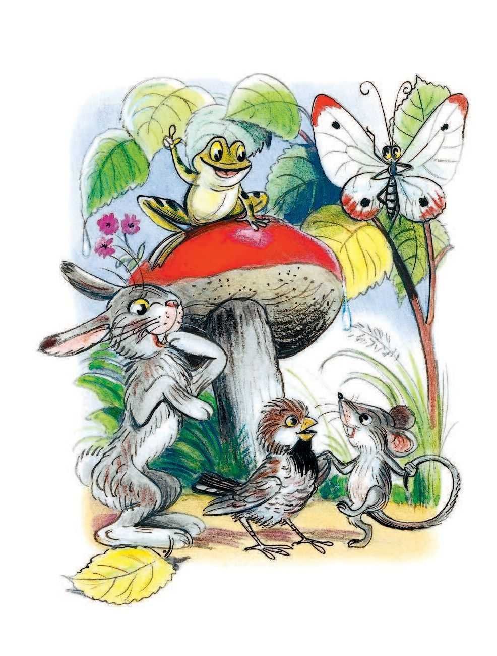 Иллюстрации к сказке под грибом Сутеев