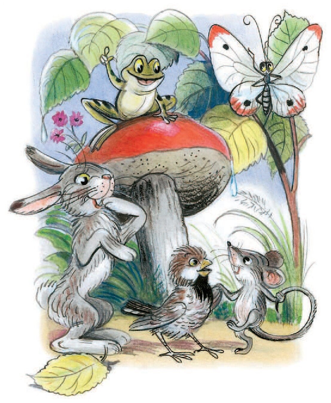 Сутеев под грибом иллюстрации