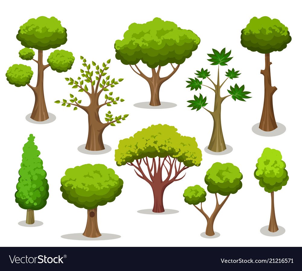 Плоские фигуры деревьев для детей