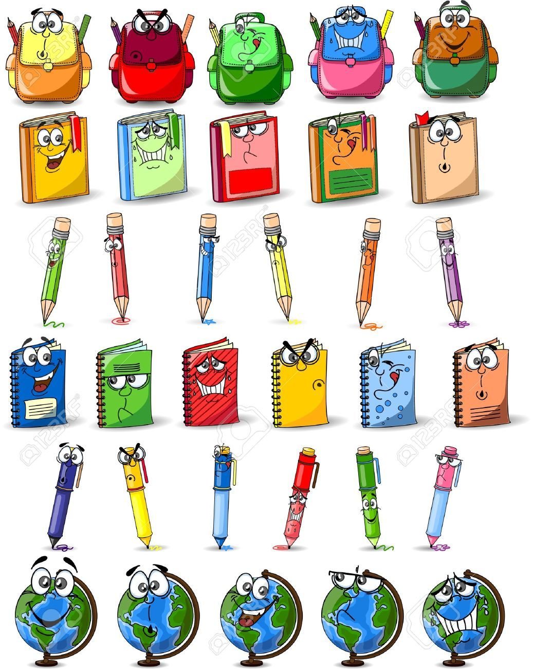 Школьные принадлежности с глазками